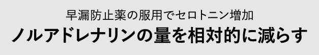 早漏防止薬の服用でセロトニン増加 ノルアドレナリンの量を相対的に減らす