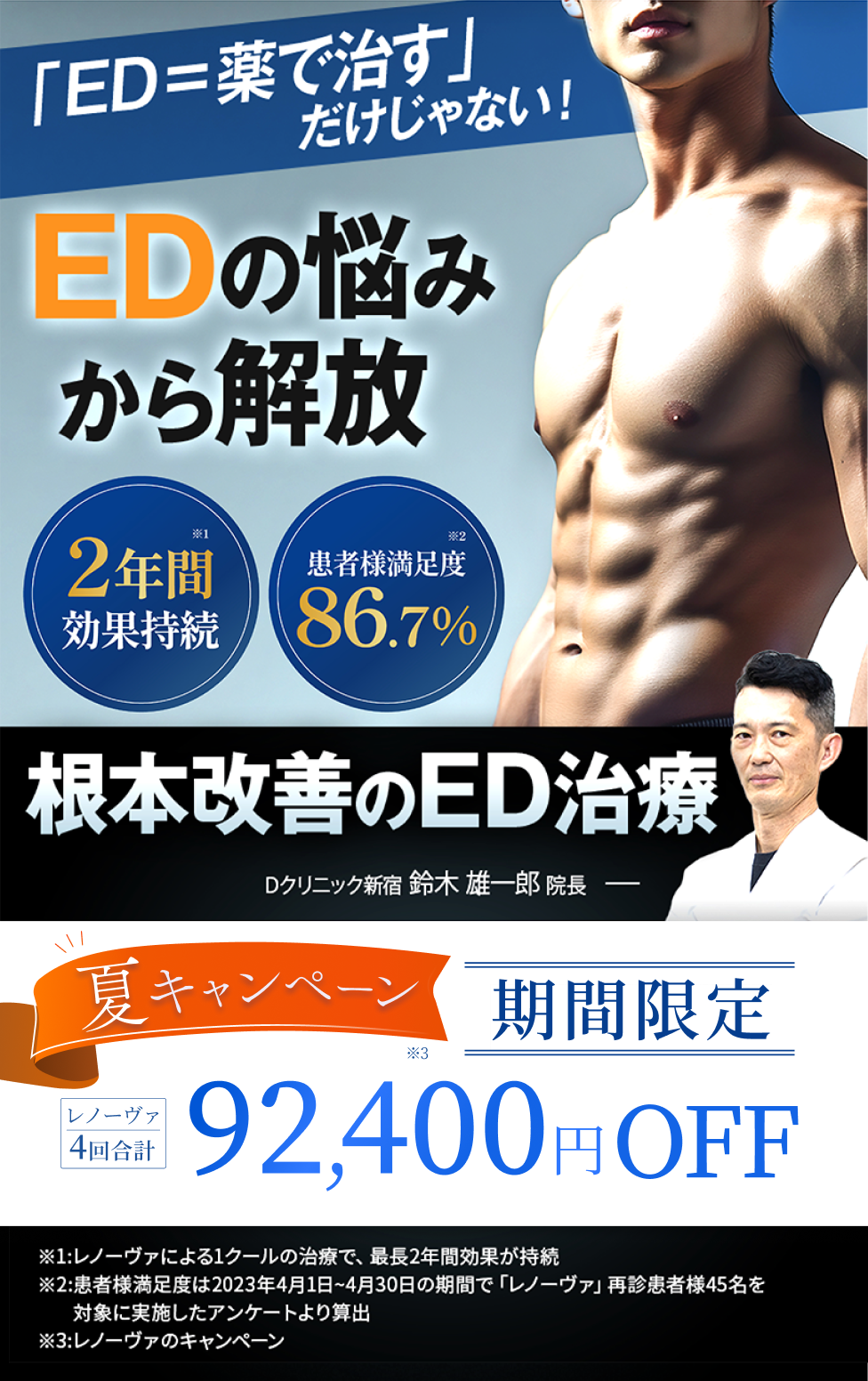 「ED=薬で治す」だけじゃない!EDの悩みから解放。あなたに合う治療法が見つかる。