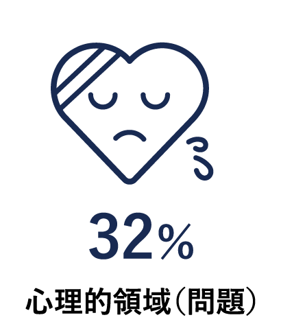 32% 心理的領域（問題）