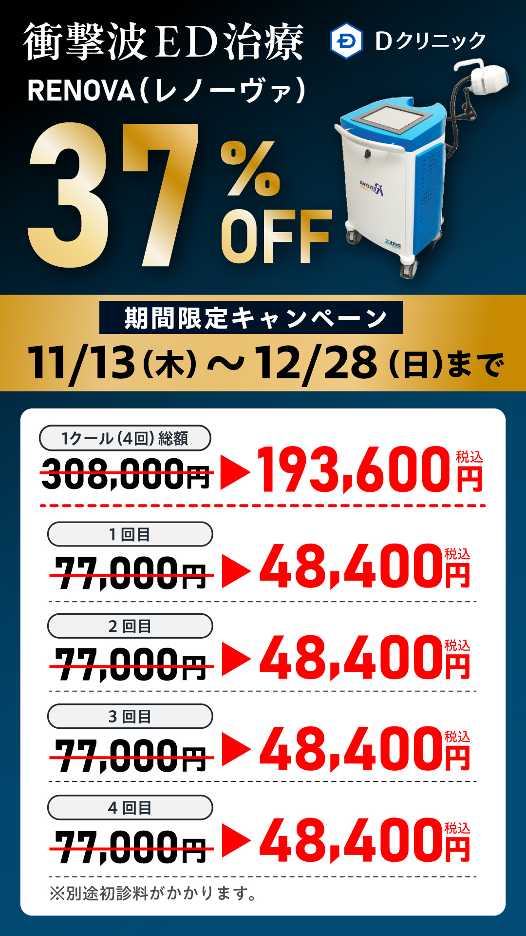 ED RENOVA（レノーヴァ） 30%OFF 期間限定キャンペーン 11/11（火）～12/28（日）まで